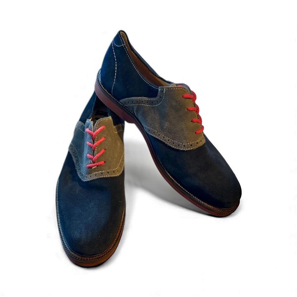 Nordstrom 1901 Suede Saddle Oxford Shoes Blue Grey Red Men’s 9.5 M